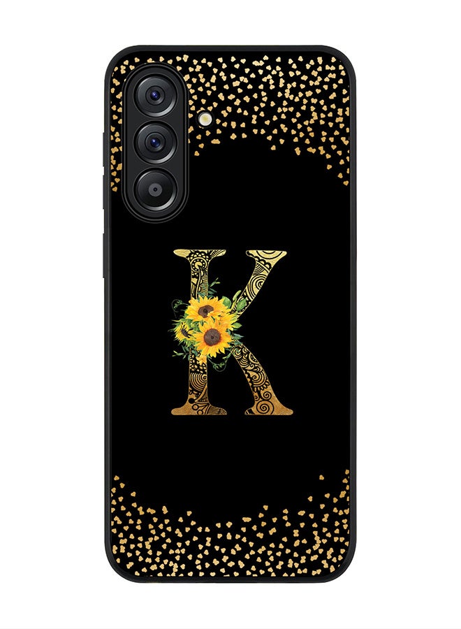 Stylizedd For Samsung Galaxy A56 5G Case,Slim fit Camera Protection, Shockproof Thin Phone cover  - Custom Floral Monogram - K ( Black ) - Image 1