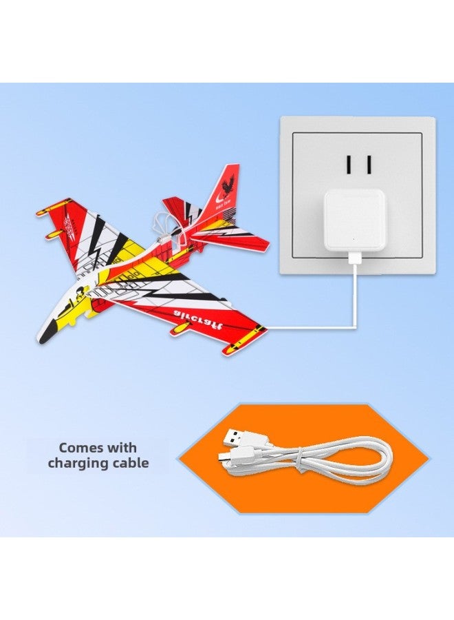 Drop-Resistant Swing Glider USB Charging Foam Aircraft Toy Children's Outdoor Assembled Aviation Model Machine-Color:(with Led Lights) Chinese Red - Image 3