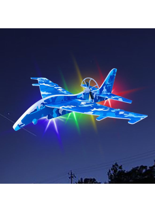 Drop-Resistant Swing Glider USB Charging Foam Aircraft Toy Children's Outdoor Assembled Aviation Model Machine-Color:(with Led Lights) Chinese Red - Image 2