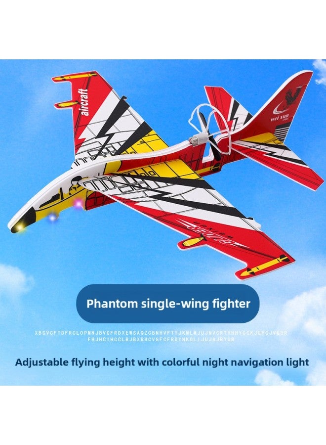 Drop-Resistant Swing Glider USB Charging Foam Aircraft Toy Children's Outdoor Assembled Aviation Model Machine-Color:(with Led Lights) Chinese Red - Image 1