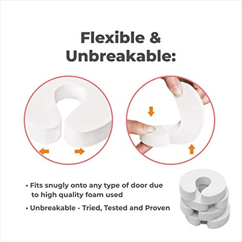BabySafeHouse Finger Pinch Door Guard/Door Stopper for Baby Safety & Protection from Door Slamming & Accidental Door Lock (White C Shape-Pack of 4) - Image 3