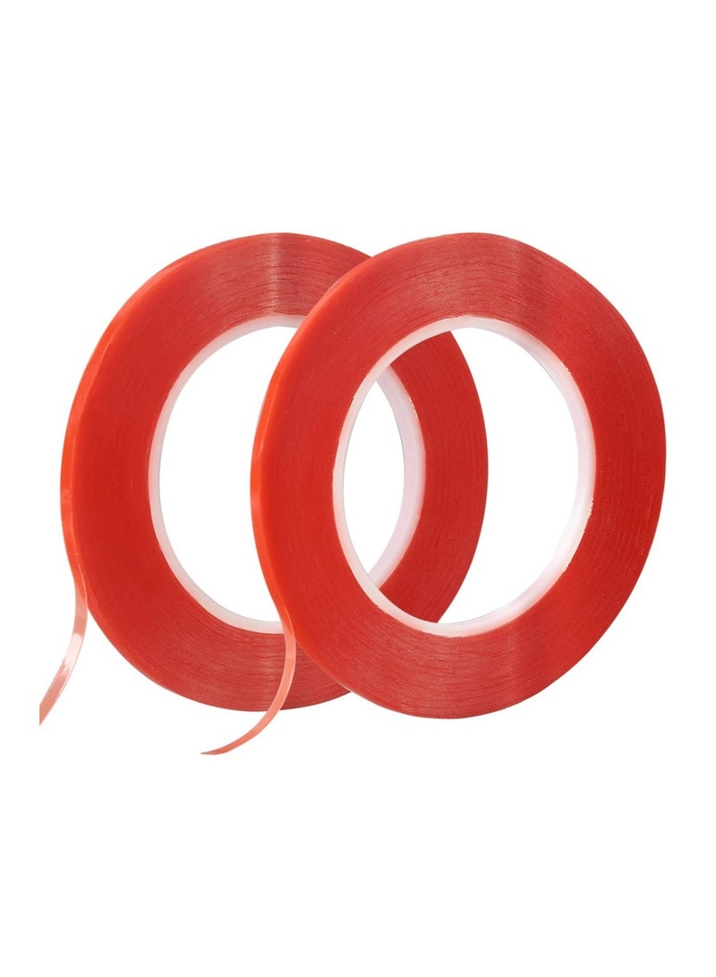 2pcs Double-Sided Adhesive Transfer Tape – Red Film Clear Acrylic – 3mm x 25m, No-Trace, Heat Resistant, Strong Bond – Ideal for Laptop & Phone LCD Repair, Electronics, Crafts & LED Strips - Image 1