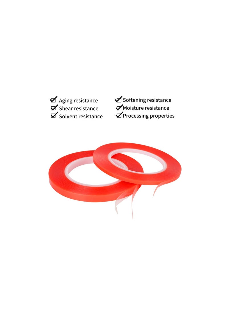 2pcs Double-Sided Adhesive Transfer Tape – Red Film Clear Acrylic – 3mm x 25m, No-Trace, Heat Resistant, Strong Bond – Ideal for Laptop & Phone LCD Repair, Electronics, Crafts & LED Strips - Image 2