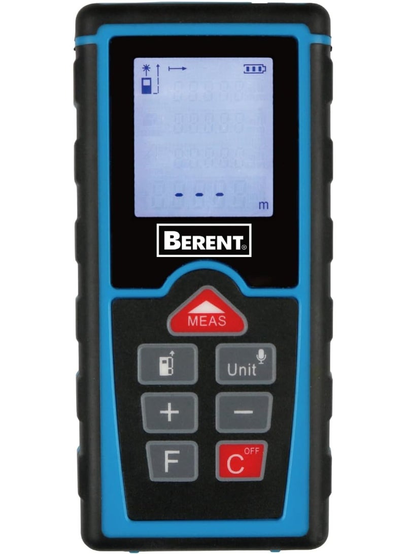 مقياس المسافة بالليزر BT 4224 – أداة قياس رقمية 100 متر مع شاشة LCD، دقة عالية، إضاءة خلفية، وأنماط قياس متعددة للاستخدام الداخلي والخارجي