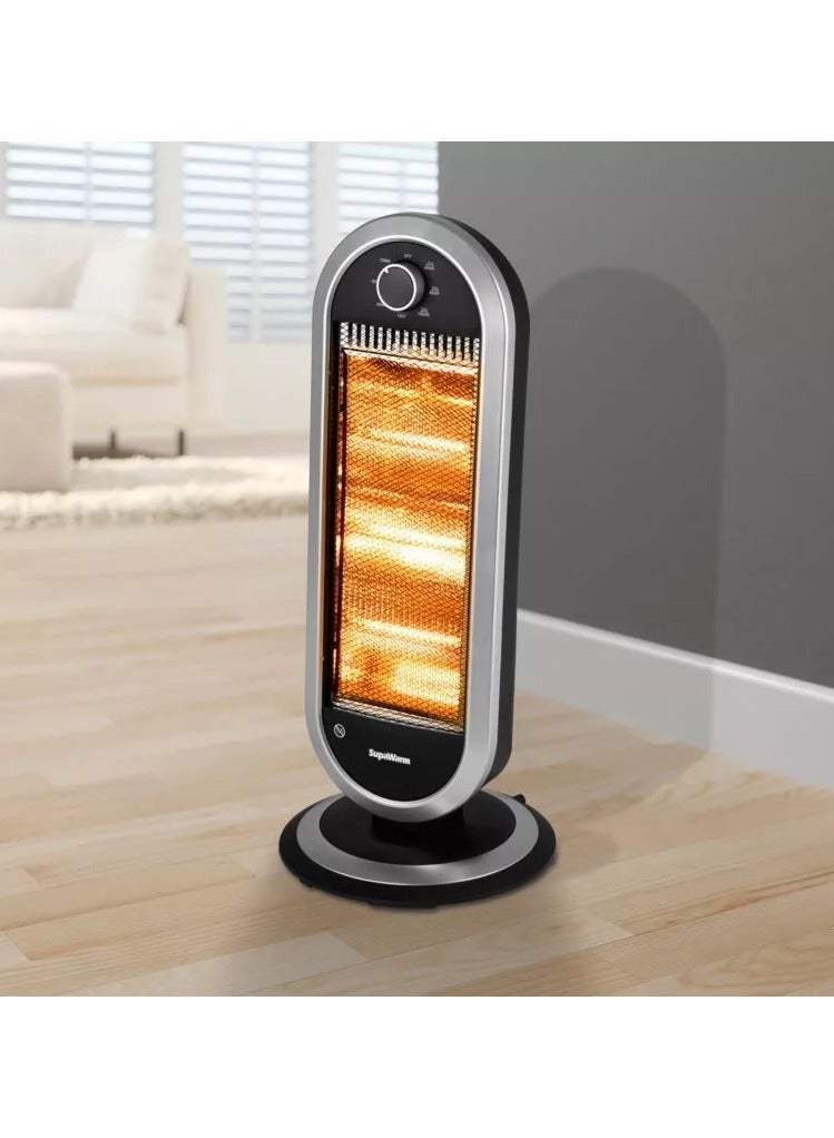 Deluxe Slim Oscillating Portable Halogen Heater 1200W - 3 Heat Settings  - Image 1