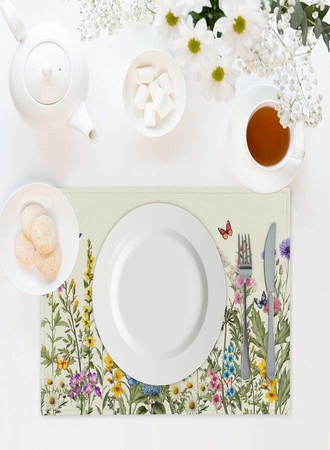 Farg Spring Placemats Set of 4 Floral Kitchen Table Placemats 12 x 18 Inches Seasonal Wildflower Spring Holiday Dining Table Mats Indoor for Kitchen Table Washable - Image 2