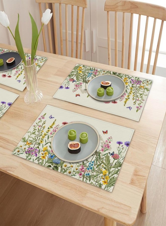 Farg Spring Placemats Set of 4 Floral Kitchen Table Placemats 12 x 18 Inches Seasonal Wildflower Spring Holiday Dining Table Mats Indoor for Kitchen Table Washable - Image 5