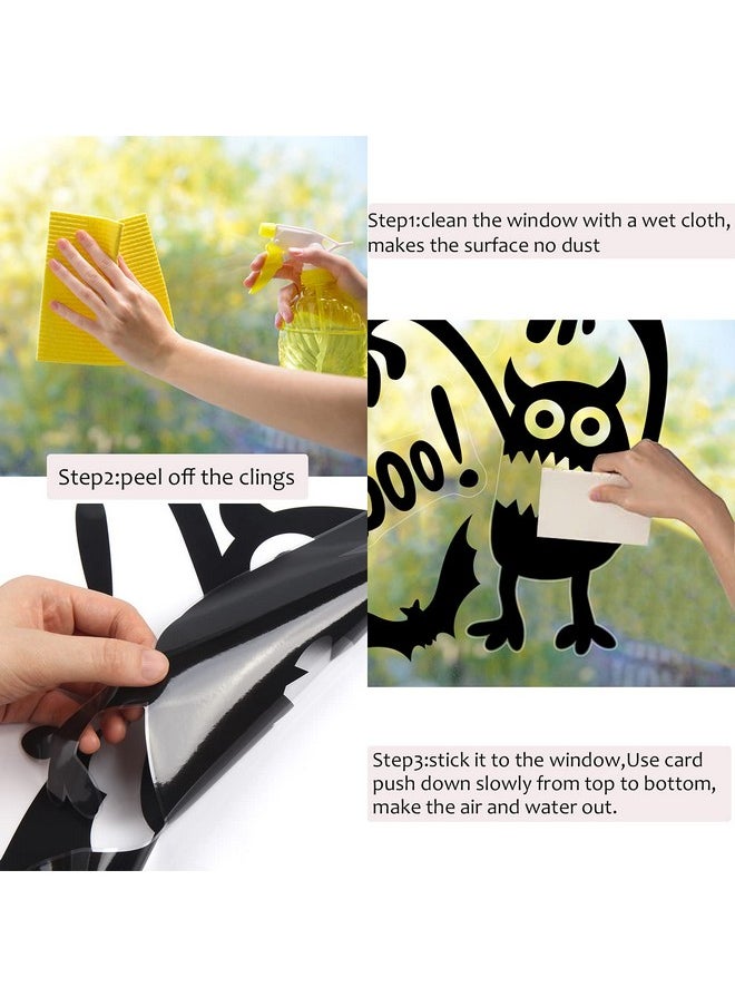 دياسي ملصقات تزيين النوافذ الكبيرة DIYASY للهالوين، 5 ملصقات نافذة على شكل صورة ظلية للوحوش لتزيين الأماكن المغلقة والغرف وحفلات الأطفال في الهالوين  - Image 4