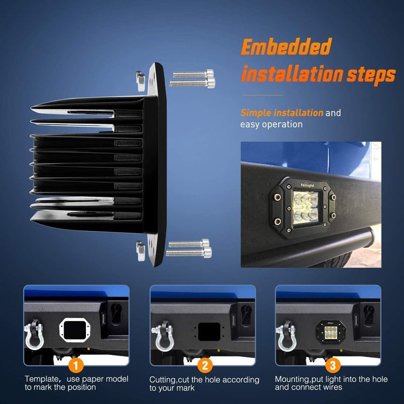 Nilight Work Light Driving Lights Led Light Bar Off Road Led Lights, 14023F-D - Image 3