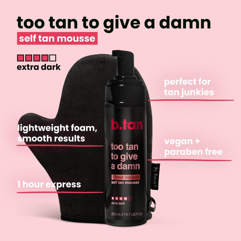 b tan b.tan Ultra Dark Self Tanner Mousse | Too Tan - Best, 1 Hour Express Sunless Tanning Foam, Gold Bronzing Glow, No Fake Tan Smell, Face & Body, Vegan, Cruelty & Paraben Free, 6.7 Fl Oz - Image 3