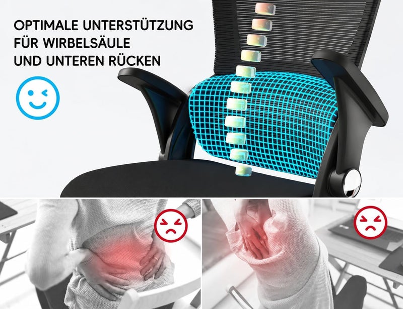 TRALT Ergonomic Office Chair, Desk Chair with Adjustable Headrest, Height-Adjustable Office Chair, Gaming Chair, Office Chair, Ergonomic Desk Chair, 150 kg for Long Time, Black - Image 5