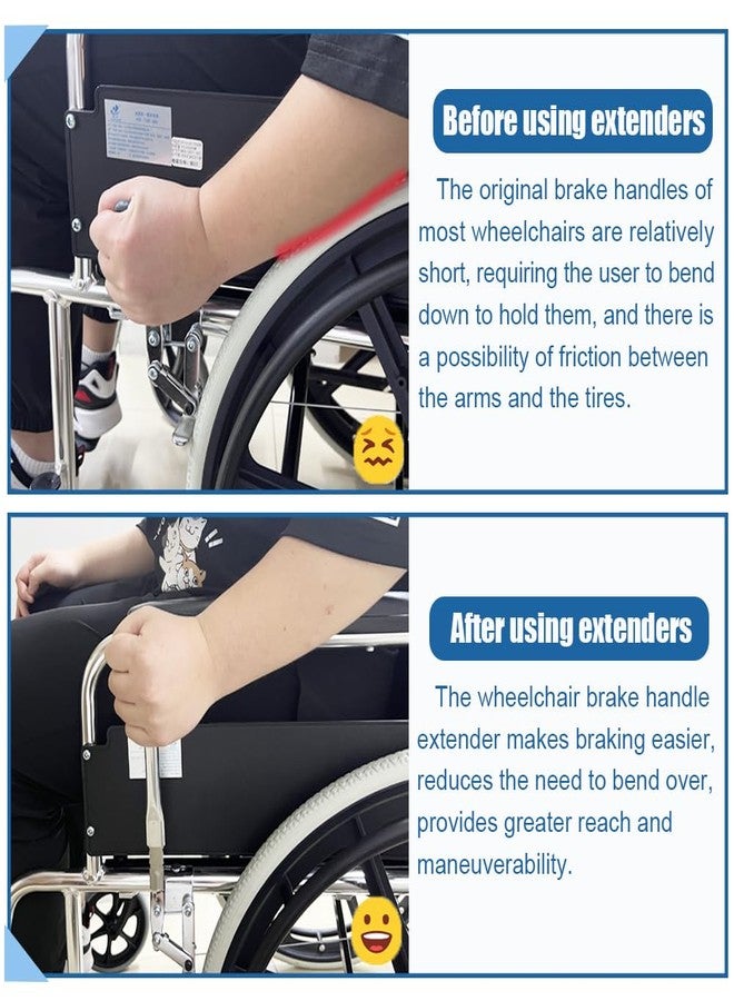 MESINURS Wheelchair Brake Handle Extenders for 5/8" Tips - Flat Wheel Lock Grips Replacement, Pack of 2 (6.8"L) - Image 4
