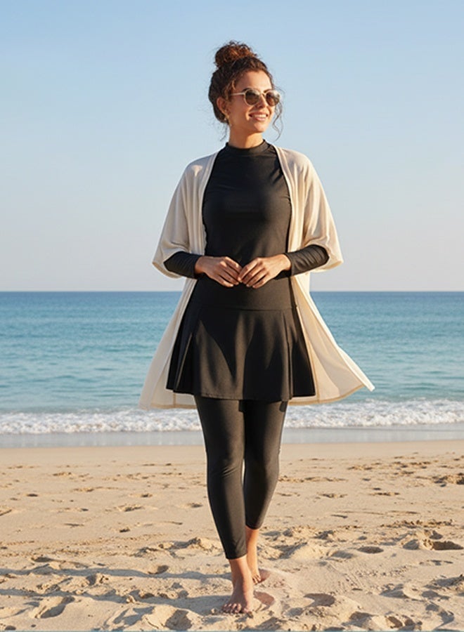 GONEO Muslim women swimsuit set 2 piece long sleeved sun protective swimsuit, suitable surfing and other sports. - Image 4