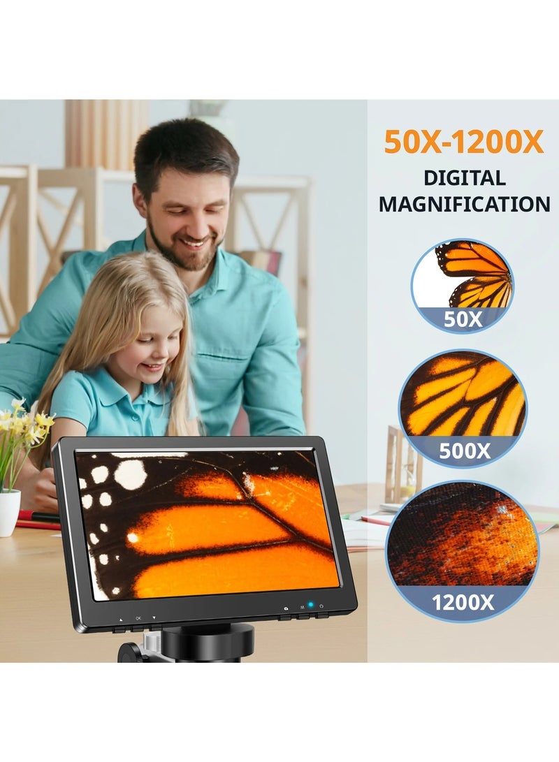 جوبيلين ميكروسكوب رقمي 7 بوصات، ميكروسكوب مغناطيسي للعملات بدقة 1080P و1200X، ميكروسكوب لحام بدقة 12MP مع تركيز فائق الدقة، عرض على الكمبيوتر، سعة 32GB - Image 4