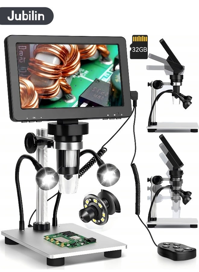 جوبيلين ميكروسكوب رقمي 7 بوصات، ميكروسكوب مغناطيسي للعملات بدقة 1080P و1200X، ميكروسكوب لحام بدقة 12MP مع تركيز فائق الدقة، عرض على الكمبيوتر، سعة 32GB - Image 1