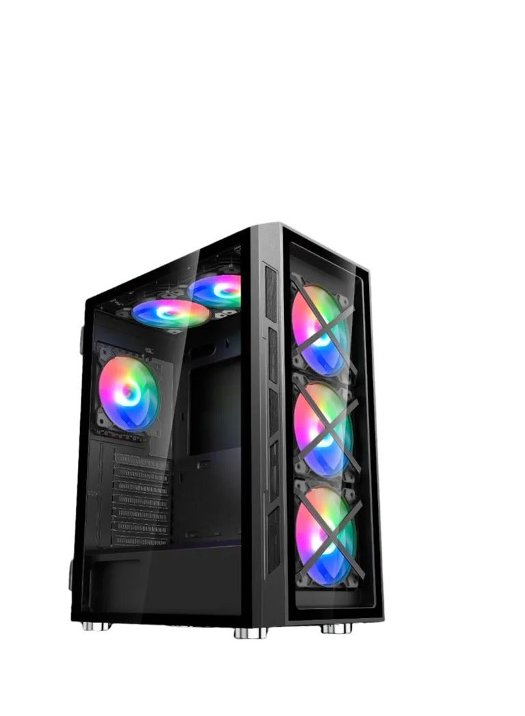 WJCOOLMAN حالة ألعاب الكمبيوتر WJ COOLMAN X6 ARGB مع 6 مراوح - أسود - Image 1