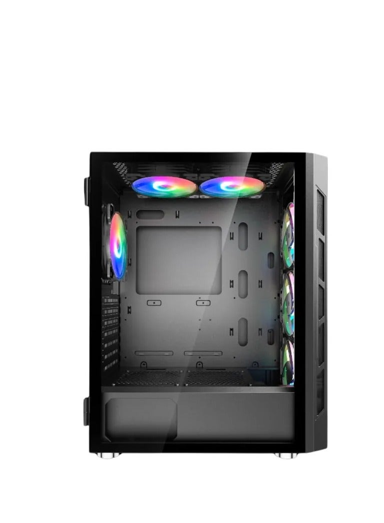 WJCOOLMAN حالة ألعاب الكمبيوتر WJ COOLMAN X6 ARGB مع 6 مراوح - أسود - Image 2