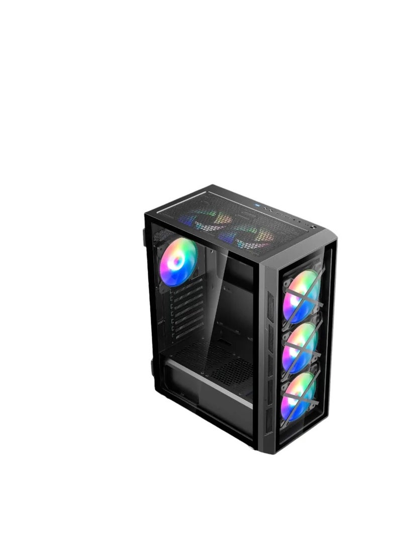 WJCOOLMAN حالة ألعاب الكمبيوتر WJ COOLMAN X6 ARGB مع 6 مراوح - أسود - Image 3