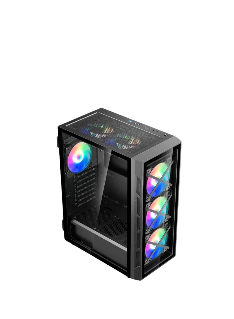 WJCOOLMAN حالة ألعاب الكمبيوتر WJ COOLMAN X6 ARGB مع 6 مراوح - أسود - Image 5