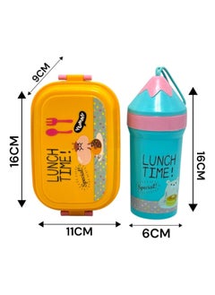 QSHOP QSHOP® Lunch Box with Drinking Bottle Bento Lunch Box Set for Kids Girls Boys Leakproof Portable Containers Multiple Compartments for School Safe BPA Free  - Image 4