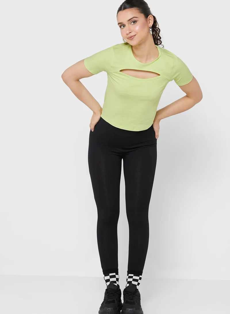 Ginger Basics Cutout Detail Cropped T-Shirt