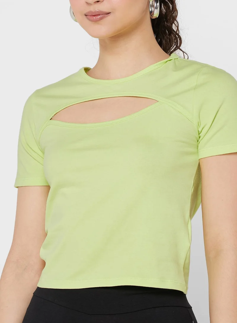 Ginger Basics Cutout Detail Cropped T-Shirt