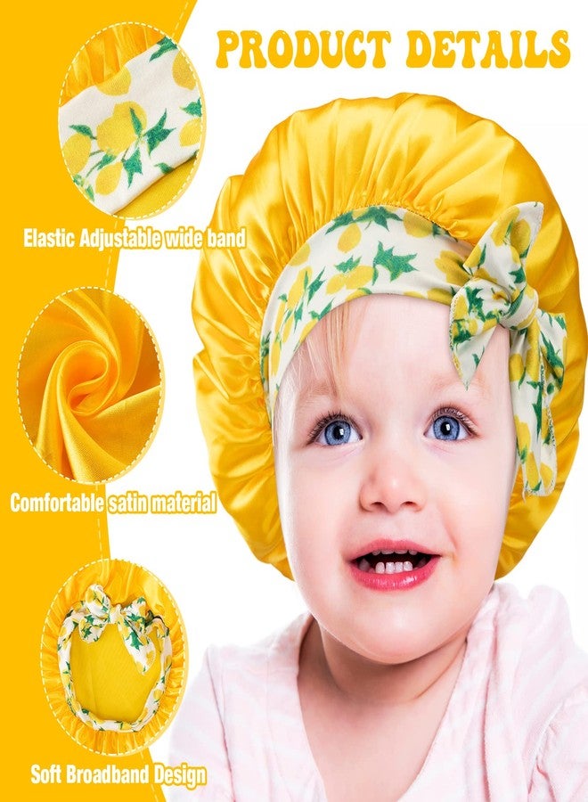 JaGely 6 Pcs Kids Bonnets for Girls Toddler Kids Sleeping Cap Elastic Bow Tie Satin Hair Bonnet for Toddler(Cute) Multicolor - Image 3