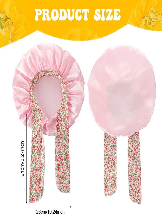 JaGely 6 Pcs Kids Bonnets for Girls Toddler Kids Sleeping Cap Elastic Bow Tie Satin Hair Bonnet for Toddler(Cute) Multicolor - Image 2