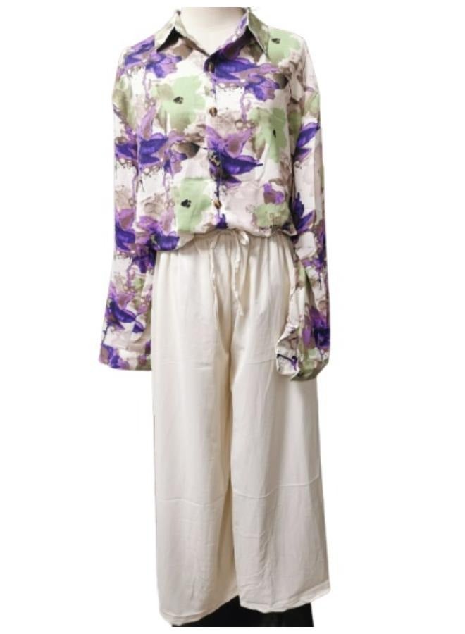 2 Piece Set New Trend Fashion Cotton Linen Long Sleeve Suit and  Loose Pants Summer Spring Clothes for Women Free Size T-0232  - Image 1