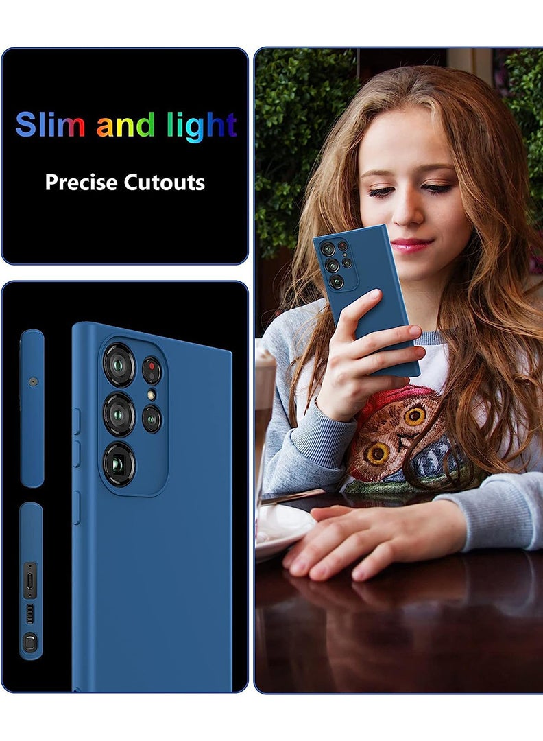 Theodor Protective Slim Fit Case Liquid Silicone Cover with Full Body Protection Anti-Scratch Shockproof Case For Samsung Galaxy S24 Ultra (Blue) - Cup of Flower - Image 4