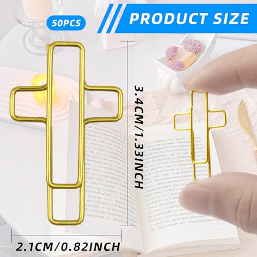 Notoke 50 PCS Gold Cross Paper Clips Bible Paper Clips - Versatile Bible Study Supplies for Christian Office and Home, Also Great as Journaling Papers Clip and Bookmarks - Image 2