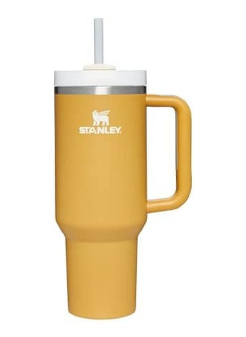H2.0 FlowState Stainless Steel Vacuum Insulated Tumbler with Lid and Straw for Water, Iced Tea or Coffee, Smoothie and More, Yellow Glow, 40 oz