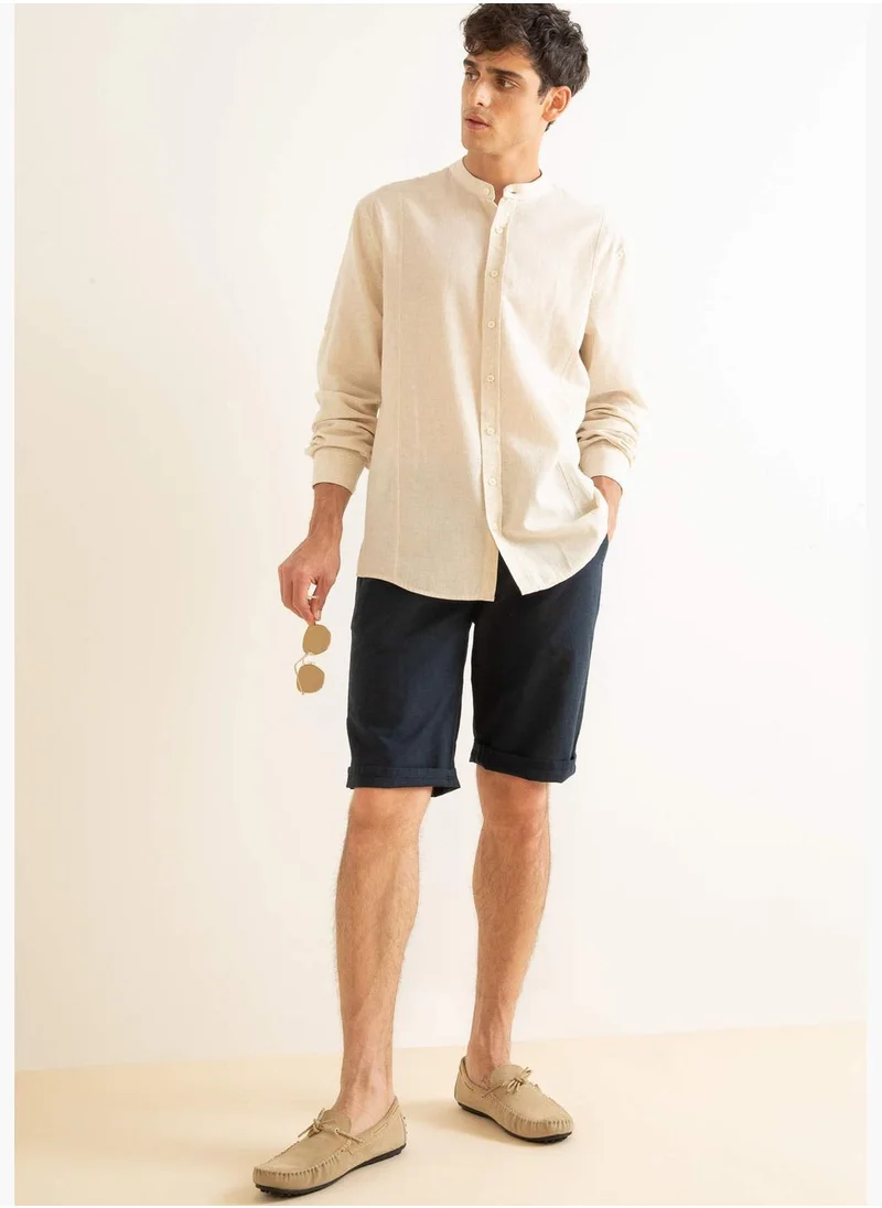 ديفاكتو Basic Linen Bermuda Shorts