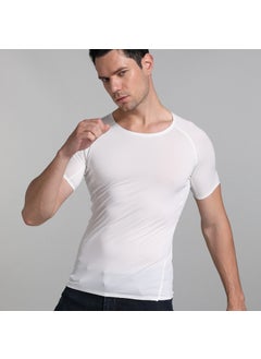 Generic Summer Ice-Silk Seamless T-Shirt for Men White 