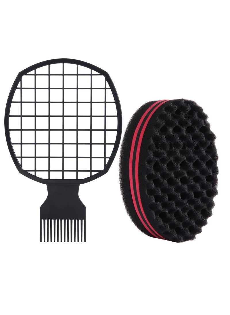Y&D Afro Twist Hair Comb with Wave Barber Tool Brush Curl Sponge Coils for Natural 2 Pieces  - Image 1