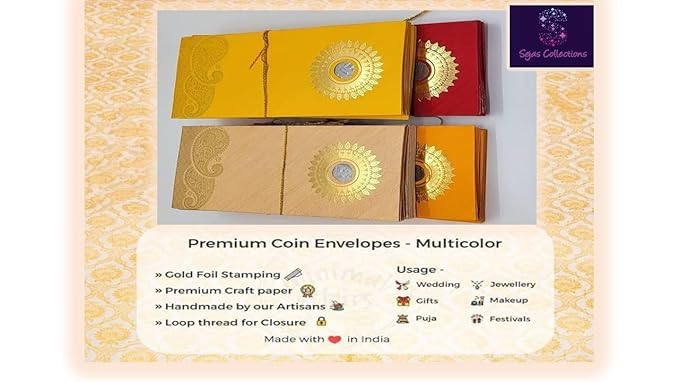 SEJASCOLLECTIONS Wedding Gift Envelopes pack of 50 pcs (5 packs) Coin Money Cash Gift Cover Shagun Birthday Diwali Lifafa Assorted Multicolour Premium Envelopes. - Image 3