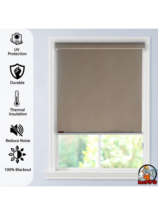 HIPPO 100% Blackout Roller Blinds for Windows UV Protection, Waterproof, Room Darkening, Corded Roll Up and Down Blinds for Home & Office Customizable (4FTX7FT, Euro-Beige) - Image 3