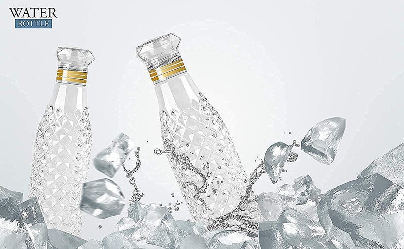 JANNYRO Plastic Diamond Water Bottles set of 1 Litre Round Water bottles with Crystal Design Plastic Fridge bottle 1000 ML Transparent Water Bottle Clear Water Bottle set of - Image 5