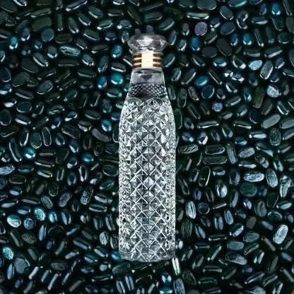 JANNYRO Plastic Diamond Water Bottles set of 1 Litre Round Water bottles with Crystal Design Plastic Fridge bottle 1000 ML Transparent Water Bottle Clear Water Bottle set of - Image 3