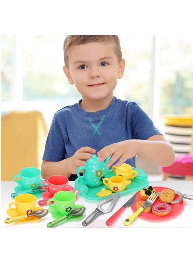بلس بوينت مجموعة شاي مع حقيبة من PLUSPOINT، مجموعة لعب تظاهرية لحفل الشاي للأطفال، مجموعة لعب إبريق شاي مع حقيبة تخزين، مجموعة لعب تظاهرية، لعبة مطبخ، إبريق شاي، هدية للأطفال الصغار، الأولاد والبنات من سن 3 سنوات (ألعاب شاي) - Image 5