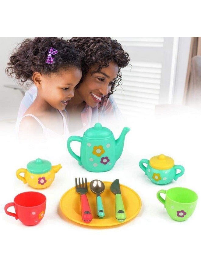 بلس بوينت مجموعة شاي مع حقيبة من PLUSPOINT، مجموعة لعب تظاهرية لحفل الشاي للأطفال، مجموعة لعب إبريق شاي مع حقيبة تخزين، مجموعة لعب تظاهرية، لعبة مطبخ، إبريق شاي، هدية للأطفال الصغار، الأولاد والبنات من سن 3 سنوات (ألعاب شاي) - Image 3