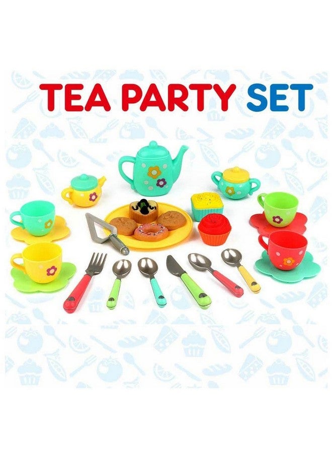 بلس بوينت مجموعة شاي مع حقيبة من PLUSPOINT، مجموعة لعب تظاهرية لحفل الشاي للأطفال، مجموعة لعب إبريق شاي مع حقيبة تخزين، مجموعة لعب تظاهرية، لعبة مطبخ، إبريق شاي، هدية للأطفال الصغار، الأولاد والبنات من سن 3 سنوات (ألعاب شاي) - Image 4