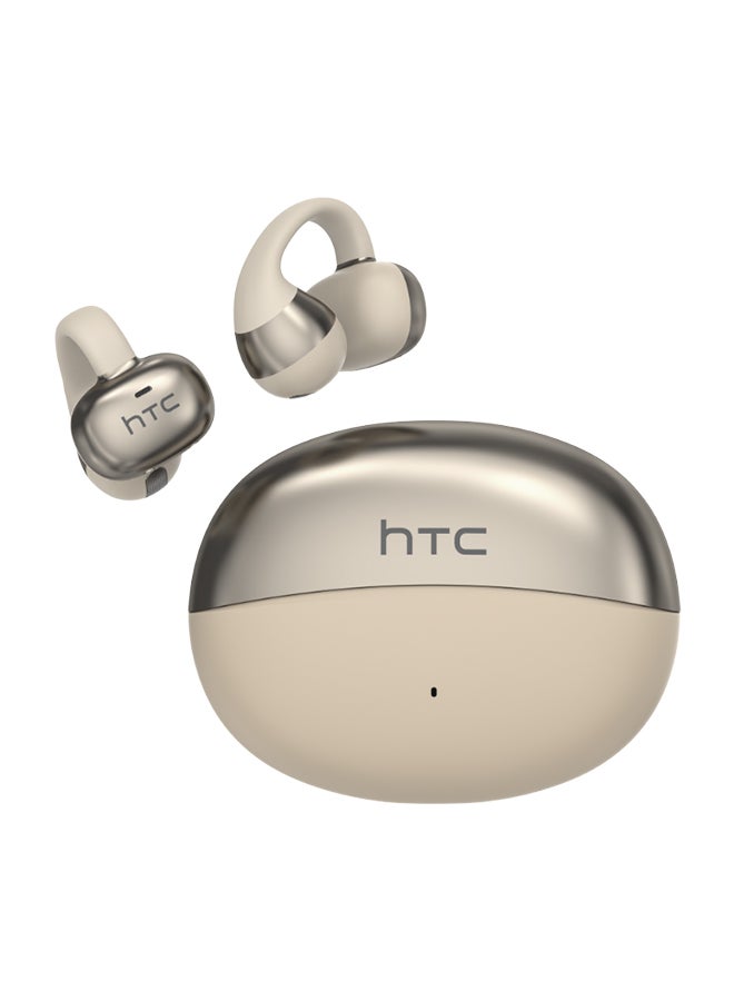HTC NE56 OWS Ear Clip Wireless Earphones, Bluetooth 6.0, Comfortable Sport Earclip Design, Noise Reduction Calls, Built-in Mic, 20-Hour Battery Life, 4-Hour Music Playback, Lightweight Wireless Headphones, Beige beige - Image 2