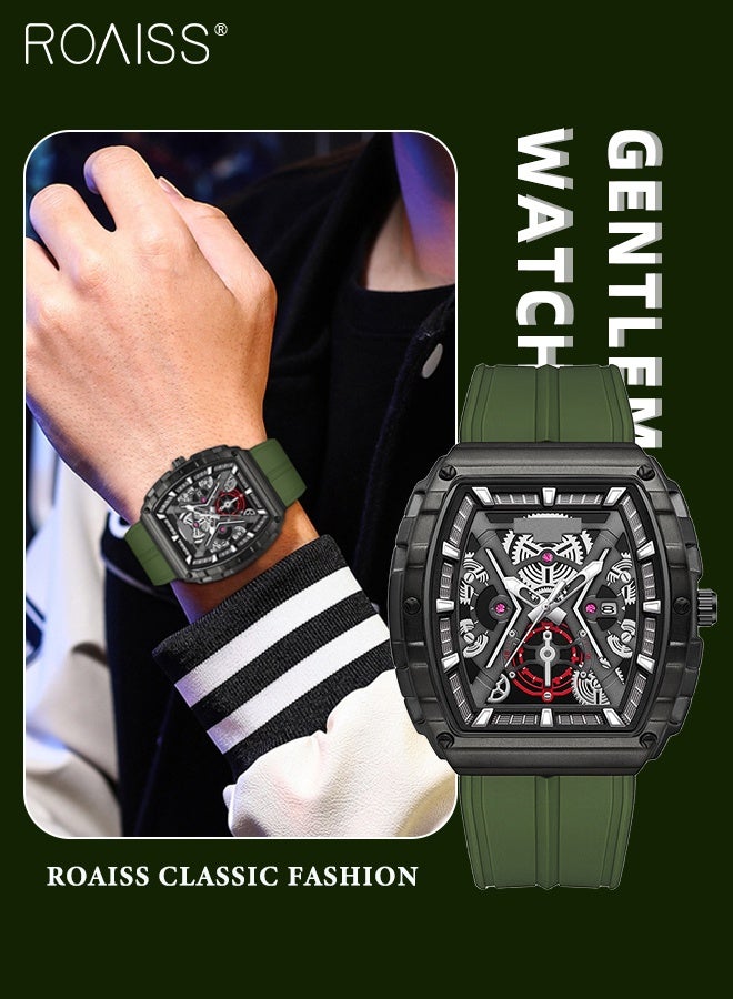 رويس ساعة كوارتز رجالية بسوار من السيليكون، شاشة عرض تناظرية، ميناء تونيو مع عرض التاريخ، ساعة يد رياضية عصرية مقاومة للماء، هدية للرجال - Image 1