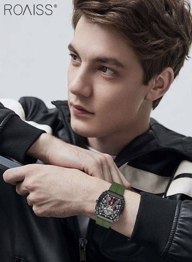 رويس ساعة كوارتز رجالية بسوار من السيليكون، شاشة عرض تناظرية، ميناء تونيو مع عرض التاريخ، ساعة يد رياضية عصرية مقاومة للماء، هدية للرجال - Image 2