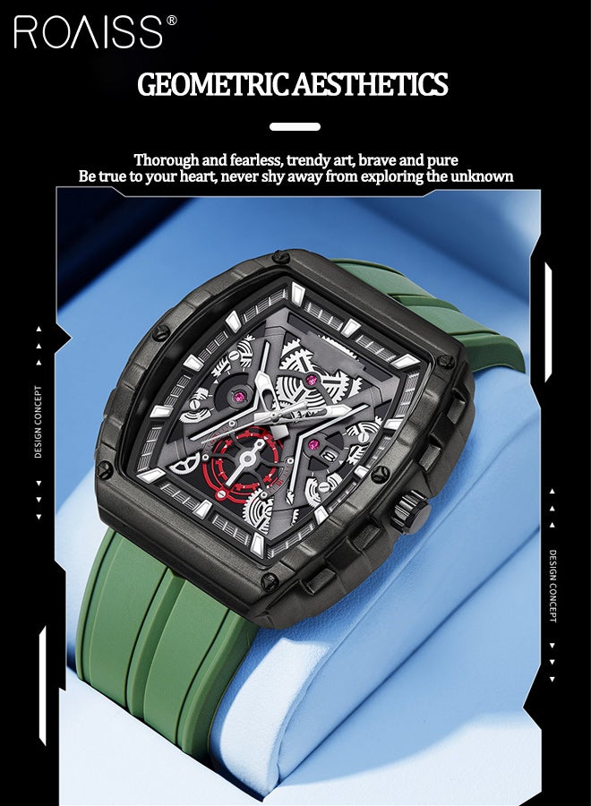 رويس ساعة كوارتز رجالية بسوار من السيليكون، شاشة عرض تناظرية، ميناء تونيو مع عرض التاريخ، ساعة يد رياضية عصرية مقاومة للماء، هدية للرجال - Image 5