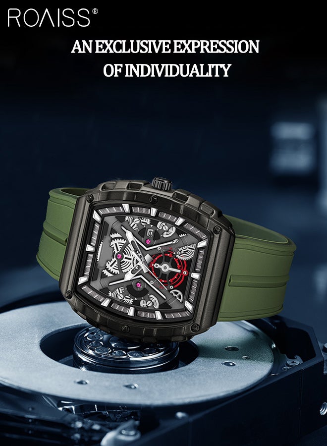 رويس ساعة كوارتز رجالية بسوار من السيليكون، شاشة عرض تناظرية، ميناء تونيو مع عرض التاريخ، ساعة يد رياضية عصرية مقاومة للماء، هدية للرجال - Image 4