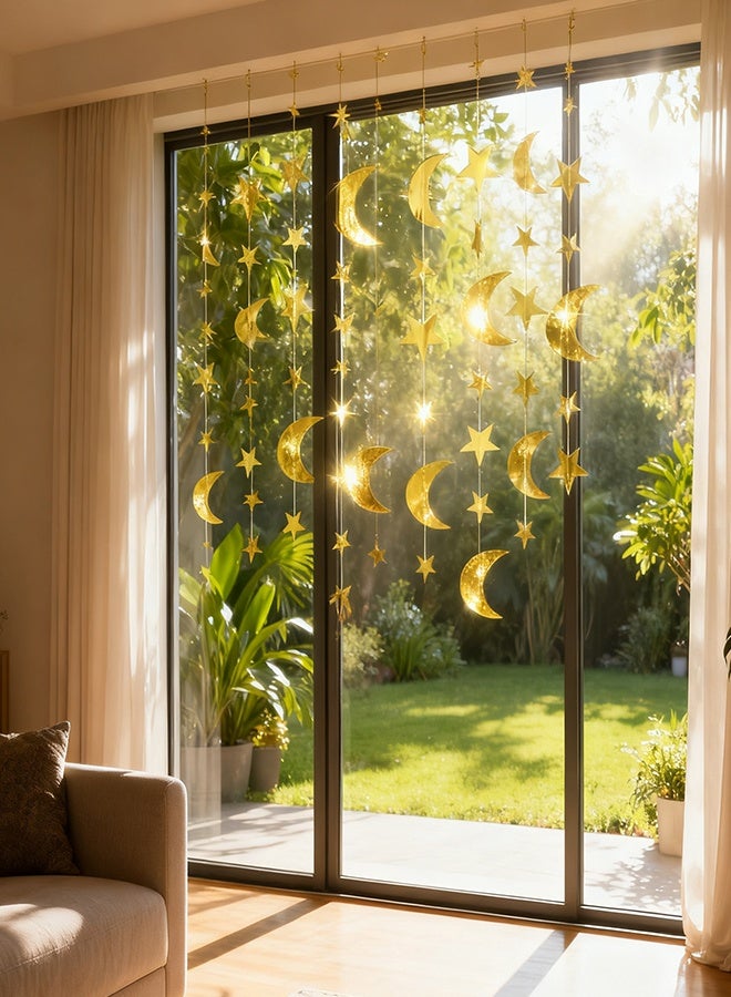 16M Gold Star Moon Decorations, Glitter Hanging Backdrop Streamers Banner for Anniversaries, Wedding, Birthday Parties, Graduations Parties, Dancing Ball(Gold Star Moon) - Image 2