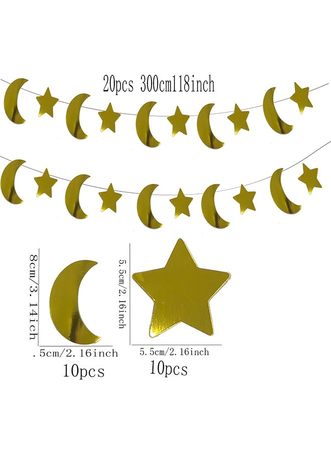 16M Gold Star Moon Decorations, Glitter Hanging Backdrop Streamers Banner for Anniversaries, Wedding, Birthday Parties, Graduations Parties, Dancing Ball(Gold Star Moon) - Image 3