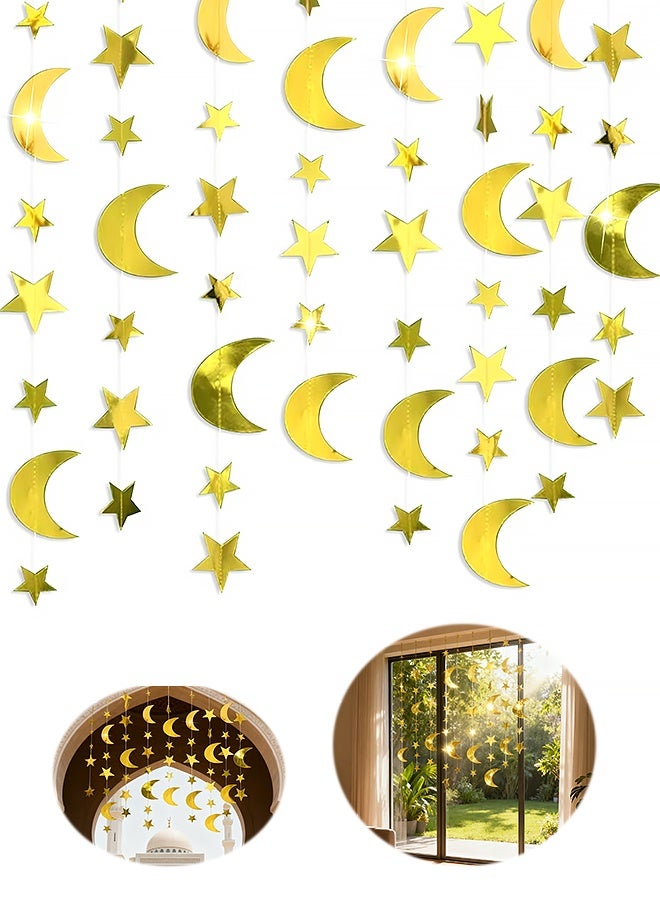 16M Gold Star Moon Decorations, Glitter Hanging Backdrop Streamers Banner for Anniversaries, Wedding, Birthday Parties, Graduations Parties, Dancing Ball(Gold Star Moon) - Image 1